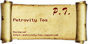 Petrovity Tea névjegykártya